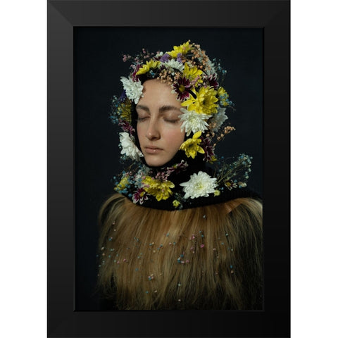 TOTAL FLOWERING Black Modern Wood Framed Art Print by Usmanova, Larisa