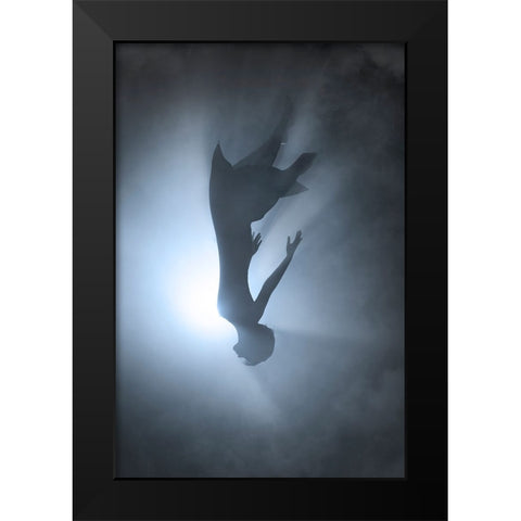 Falling Black Modern Wood Framed Art Print by F, Terry