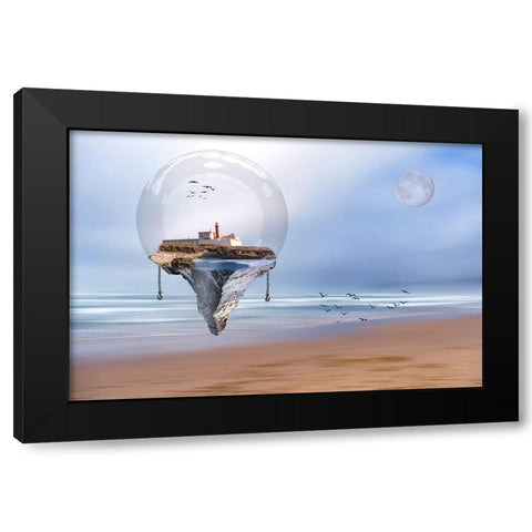 The Lighthouse Black Modern Wood Framed Art Print by Martins, Vitor