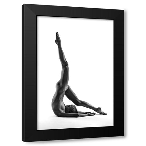 Yoga Black Modern Wood Framed Art Print with Double Matting by Valevicius, Aurimas
