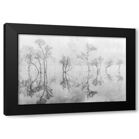winter Black Modern Wood Framed Art Print with Double Matting by Phu Khanh, Bui