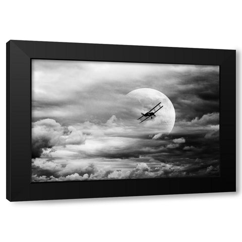 Lidojums Black Modern Wood Framed Art Print with Double Matting by Kaprano, Normunds