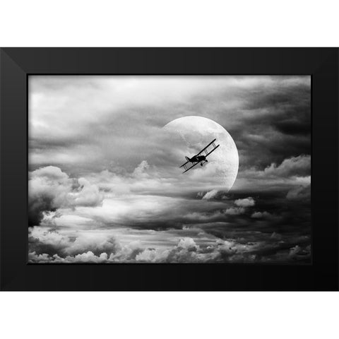 Lidojums Black Modern Wood Framed Art Print by Kaprano, Normunds