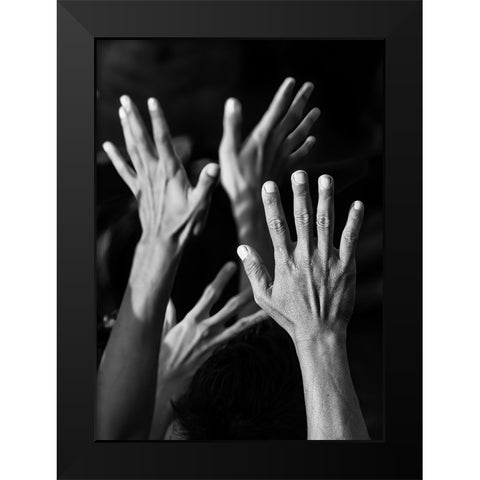 Kecak Dance Black Modern Wood Framed Art Print by Erkmen, Ugur