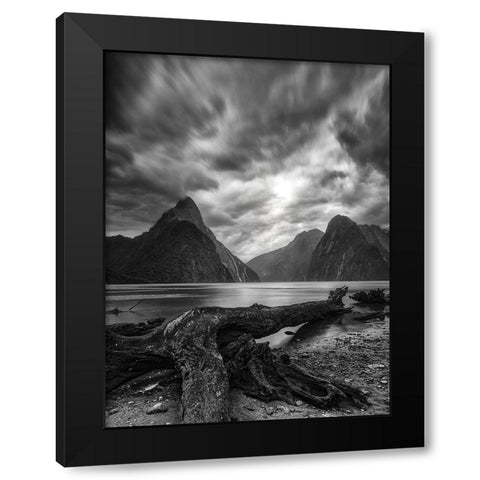 Dance Of The Clouds-Milford Fjord-New Zealand. Black Modern Wood Framed Art Print with Double Matting by Xiawenbin