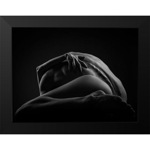 Bending Together Black Modern Wood Framed Art Print by Valevicius, Aurimas