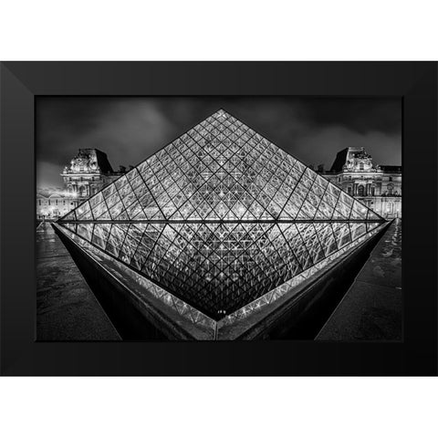 Luovre Paris Black Modern Wood Framed Art Print by Benmoshe, Kobi