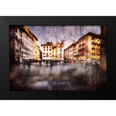 Piazza Della Rotonda After The Rain Black Modern Wood Framed Art Print by Quaglia, Nicodemo