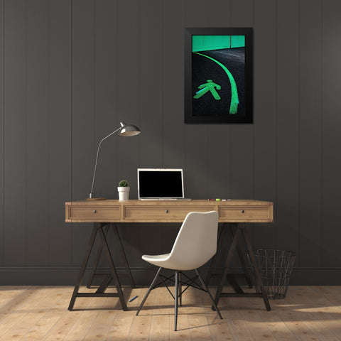 Green Path Black Modern Wood Framed Art Print by Del Santo, Francesco