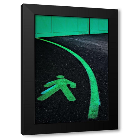 Green Path Black Modern Wood Framed Art Print by Del Santo, Francesco