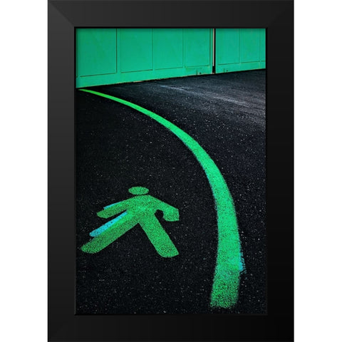 Green Path Black Modern Wood Framed Art Print by Del Santo, Francesco