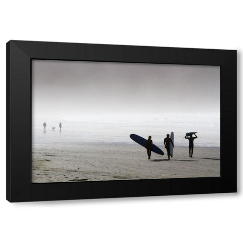 Surfing Time In A Foggy Day Black Modern Wood Framed Art Print with Double Matting by Erkmen, Ugur