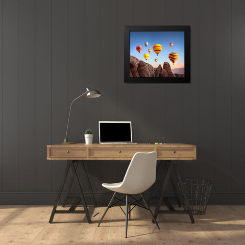 Balloons Black Modern Wood Framed Art Print by Nayyer Reza, Sayyed