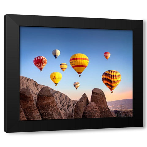 Balloons Black Modern Wood Framed Art Print by Nayyer Reza, Sayyed