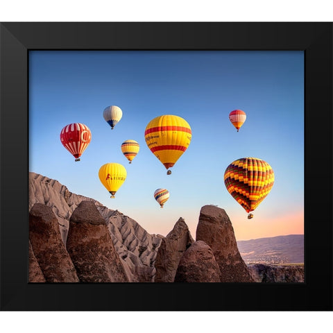 Balloons Black Modern Wood Framed Art Print by Nayyer Reza, Sayyed