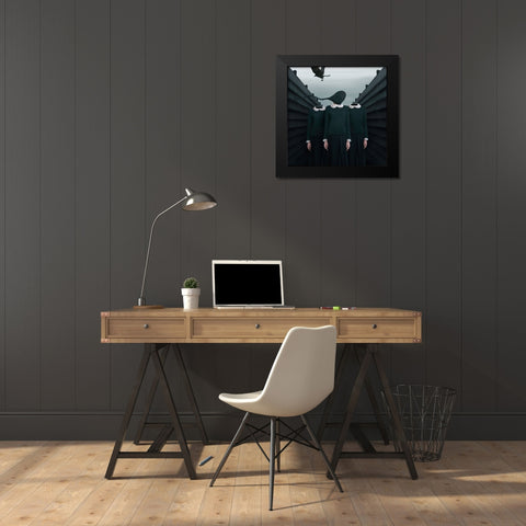 The Green Miles Tale Black Modern Wood Framed Art Print by Hardibudi