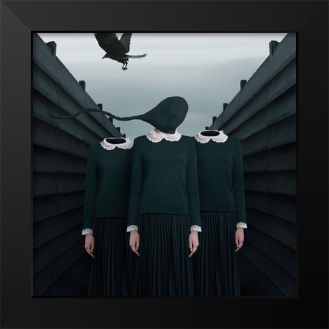 The Green Miles Tale Black Modern Wood Framed Art Print by Hardibudi