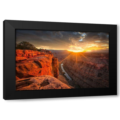 Sunrise Over The Grand Canyon Black Modern Wood Framed Art Print with Double Matting by Zheng, Michael