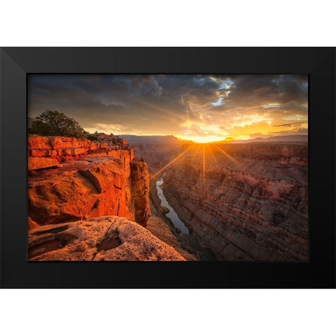 Sunrise Over The Grand Canyon Black Modern Wood Framed Art Print by Zheng, Michael