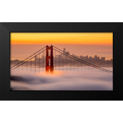 Karl, The San Francisco Fog Black Modern Wood Framed Art Print by Chengming