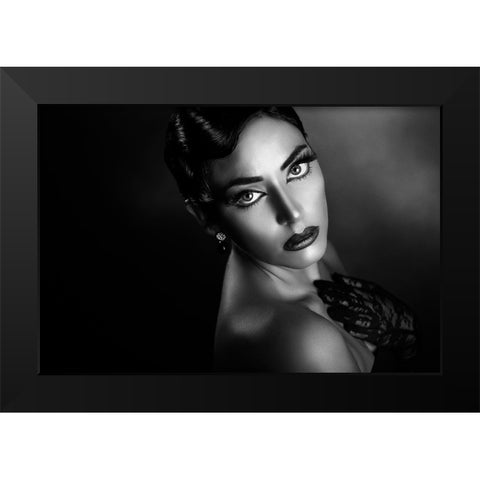 Rossella 3 Black Modern Wood Framed Art Print by Tambe, Peppe