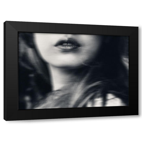 Your lips making everything strange Black Modern Wood Framed Art Print by Lagaa, Kahar