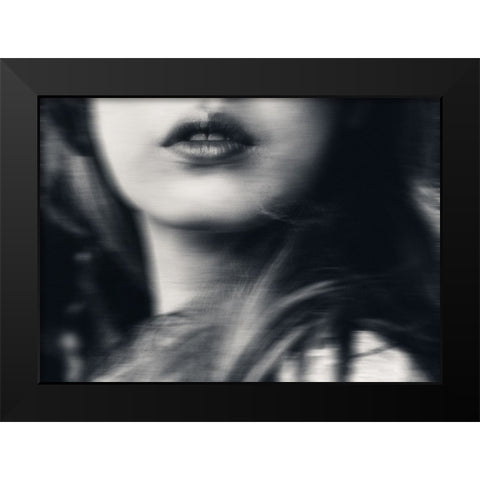 Your lips making everything strange Black Modern Wood Framed Art Print by Lagaa, Kahar