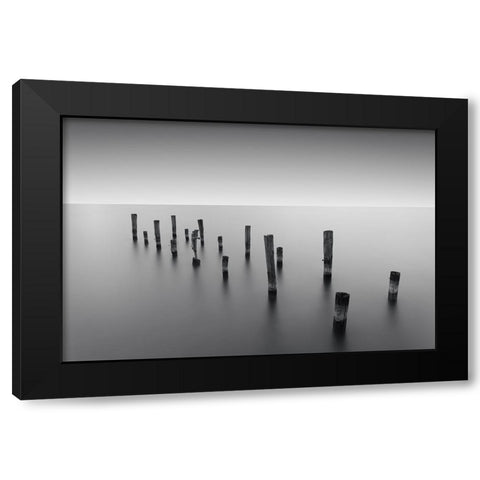 Invisible Links Black Modern Wood Framed Art Print with Double Matting by Massera, Dante