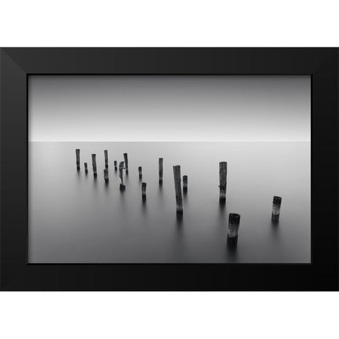 Invisible Links Black Modern Wood Framed Art Print by Massera, Dante