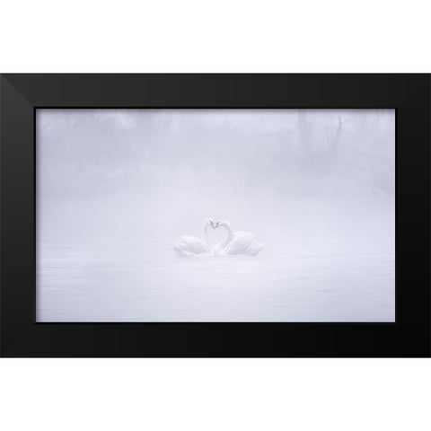 Love In The Foggy Morning Black Modern Wood Framed Art Print by Zhang, Joan