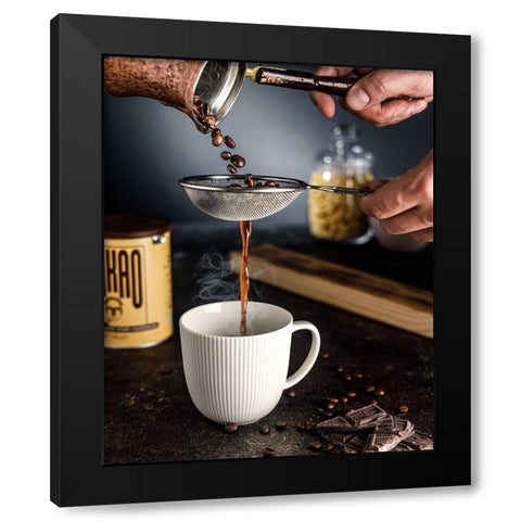 Cup Of Coffee Black Modern Wood Framed Art Print by Morozov, Konstantin
