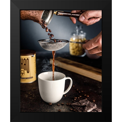 Cup Of Coffee Black Modern Wood Framed Art Print by Morozov, Konstantin