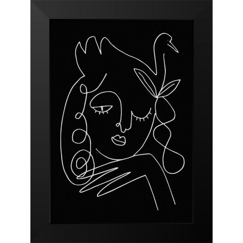 lineart_swan_black_vector_005 Black Modern Wood Framed Art Print by 1x Studio II