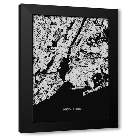 map_new york_002_black Black Modern Wood Framed Art Print by 1x Studio II