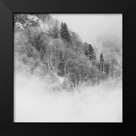 the foggy mountain Black Modern Wood Framed Art Print by Wasinger, Renate