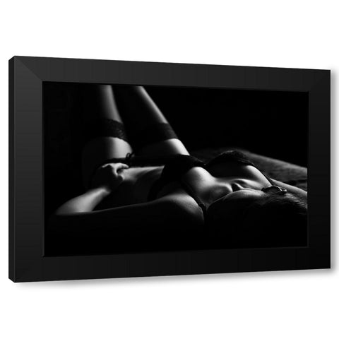 Nude Black Modern Wood Framed Art Print with Double Matting by Pavlo, Korpan