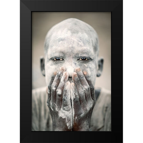 Mundari Boy Herder Black Modern Wood Framed Art Print by Cole, Trevor