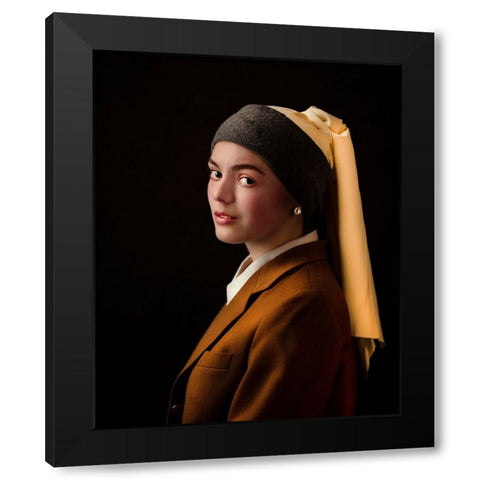 meisje met de parel Black Modern Wood Framed Art Print by Allmaier, Michael