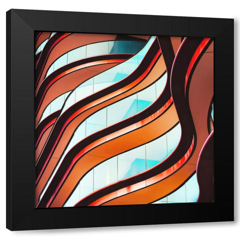 Concrete Curves Black Modern Wood Framed Art Print with Double Matting by Flour, Bruno
