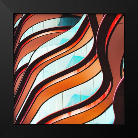 Concrete Curves Black Modern Wood Framed Art Print by Flour, Bruno