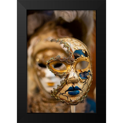 Behind the Eyes of Venice Mask Black Modern Wood Framed Art Print by Shacked, Barak