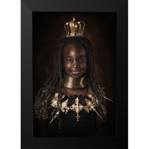 Golden Girl Black Modern Wood Framed Art Print by Kayen-Mouthaan, Carola