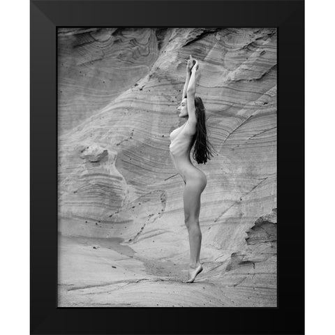 Cofete Beach Black Modern Wood Framed Art Print by Gil Raga, Joan