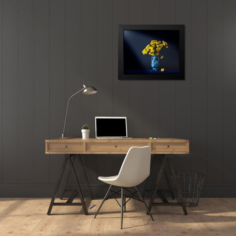 Yellow flowers Black Modern Wood Framed Art Print by Zhang, Hannah
