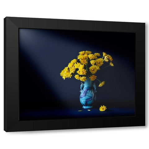 Yellow flowers Black Modern Wood Framed Art Print with Double Matting by Zhang, Hannah