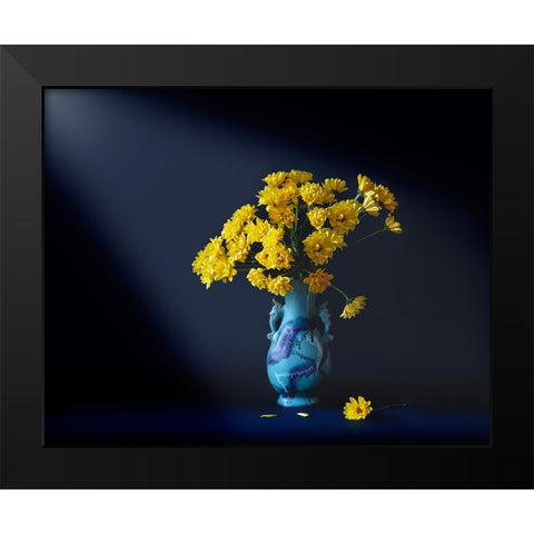 Yellow flowers Black Modern Wood Framed Art Print by Zhang, Hannah