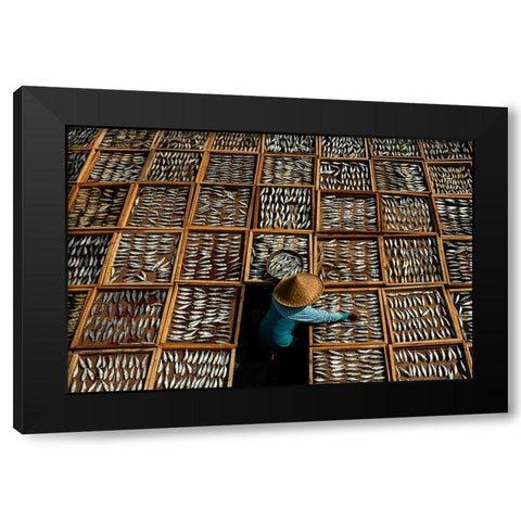 Salted Dried Fish Black Modern Wood Framed Art Print by Pratikto, Lita