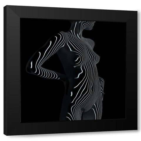 Abstract Lines Black Modern Wood Framed Art Print by Cloud, Mountain