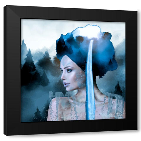 Waterfall Black Modern Wood Framed Art Print with Double Matting by Purplesunshine