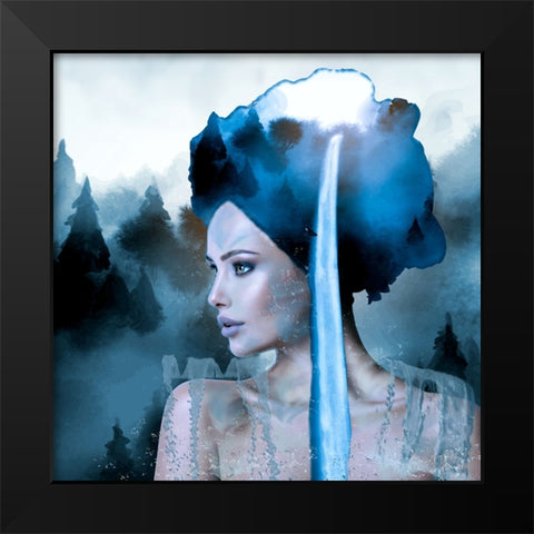 Waterfall Black Modern Wood Framed Art Print by Purplesunshine